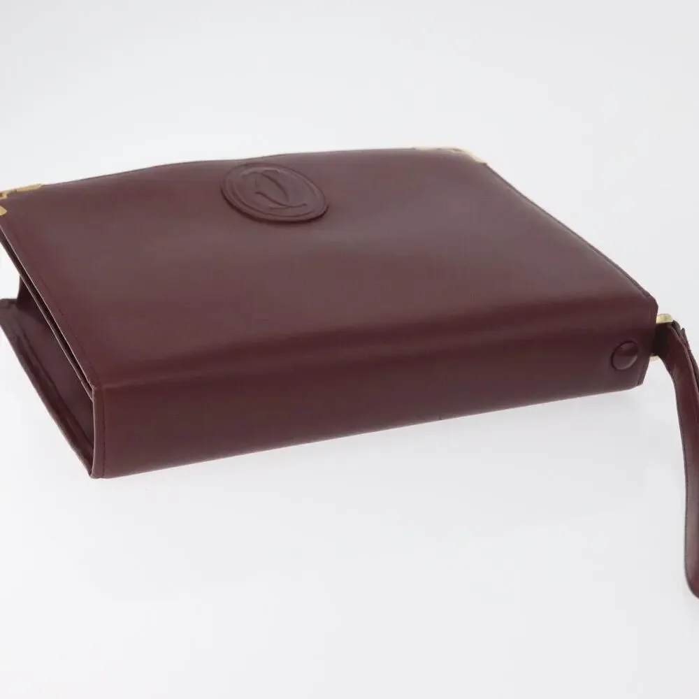 Cartier Leather Must Line Clutch Bag Bordeaux Gold